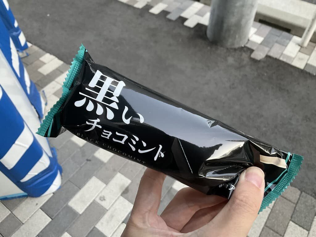 I ate a black mint chocolate ice cream.